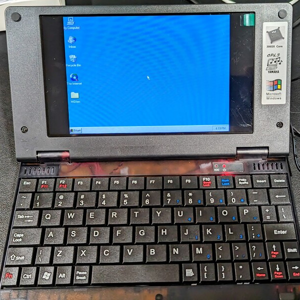photo of the Pocket 386 micro laptop
